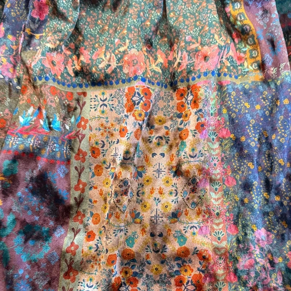 NATURAL LIFE Multicolor Patchwork Velvet Pants - Purple, Blue, Red, Brown - Picture 3 of 3